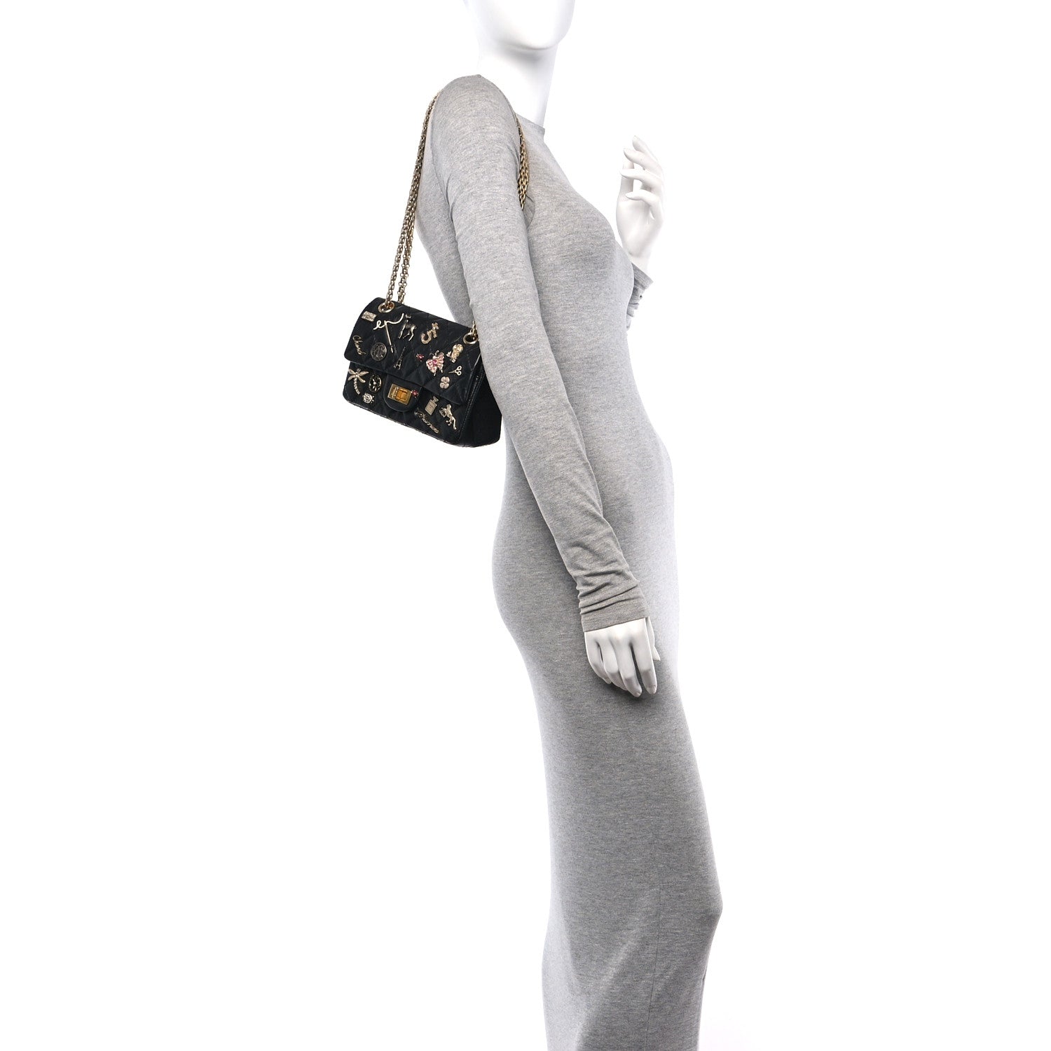 Chanel Aged Calfskin Lucky Charms 2.55 Reissue 224 Flap Black 2 of 10