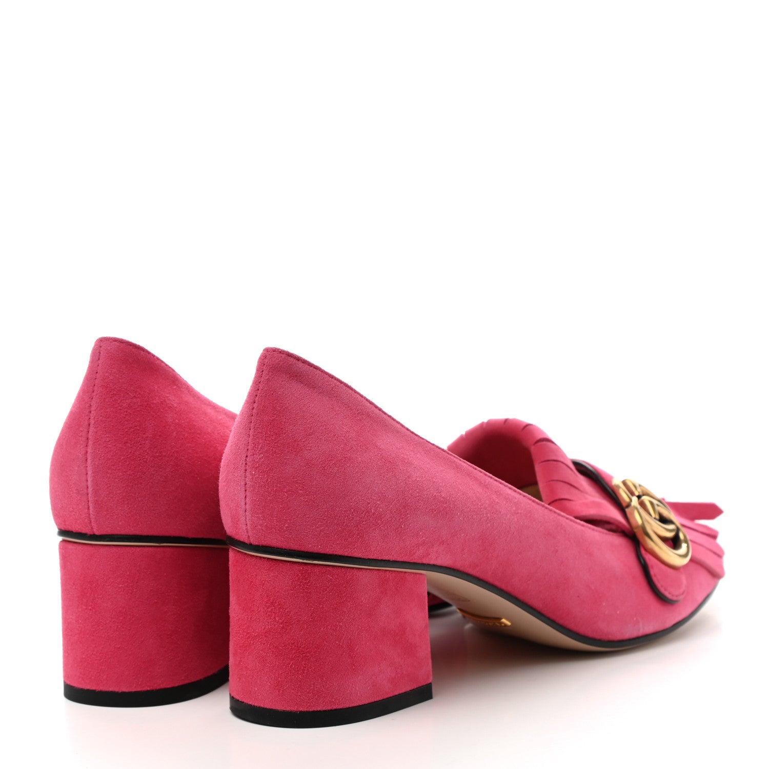 Gucci Kid Scamosciato GG Marmont Fringe 50mm Loafer Pumps 39 Hot Pink 4 of 10