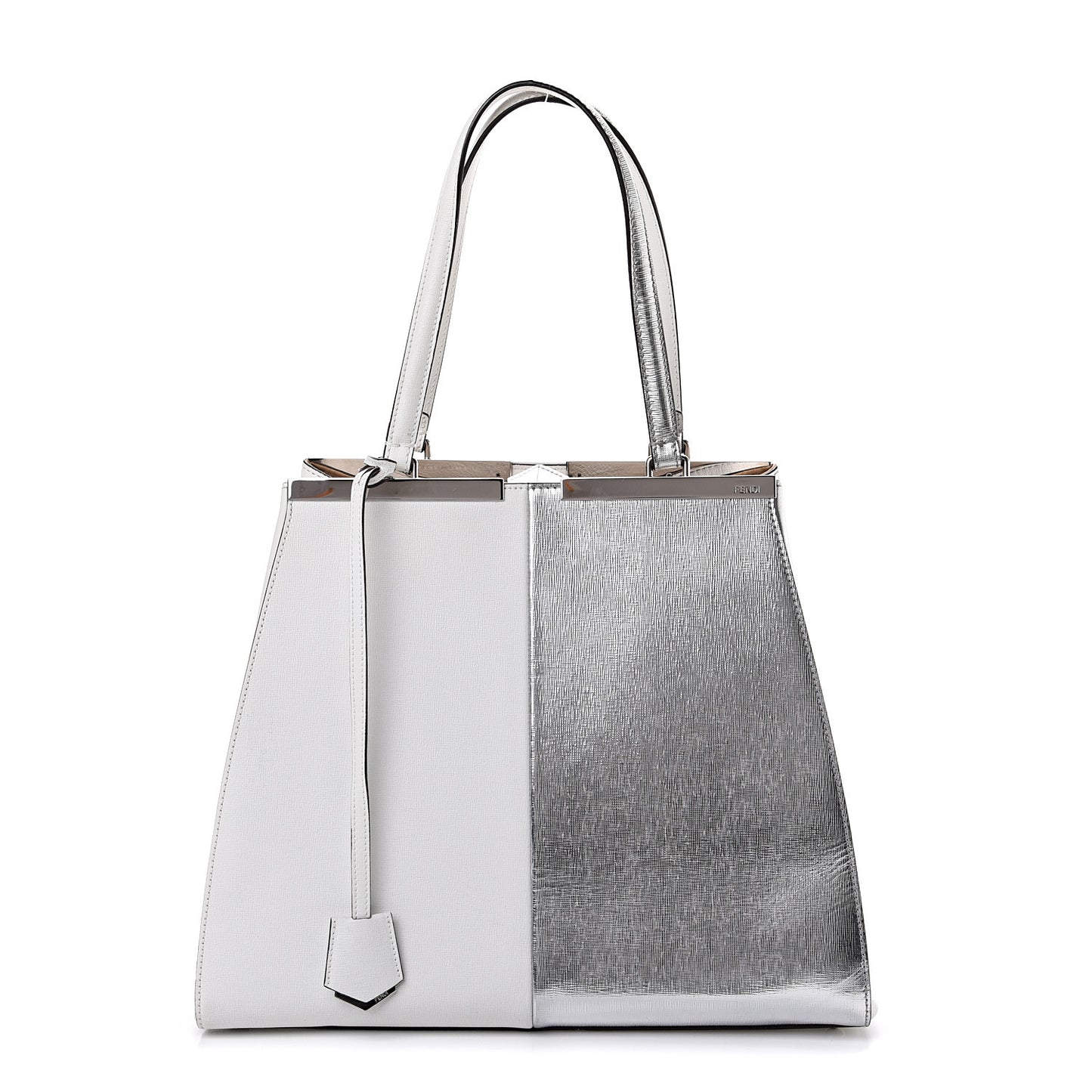 Vitello Elite Bi-Color Large 3Jours Tote Argento White
