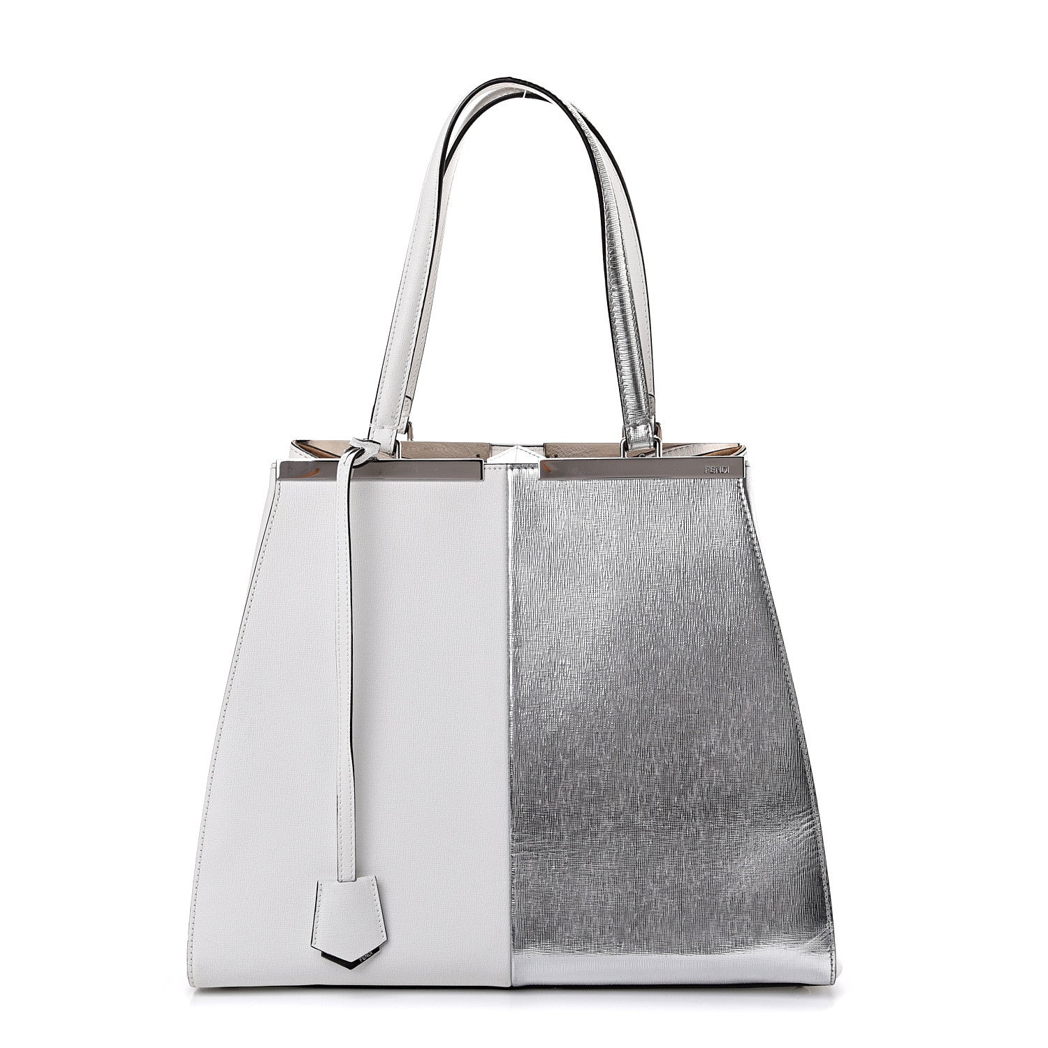Fendi Vitello Elite Bi-Color Large 3Jours Tote Argento White 1 of 16
