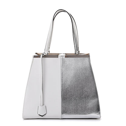 Fendi Vitello Elite Bi-Color Large 3Jours Tote Argento White 1 of 16
