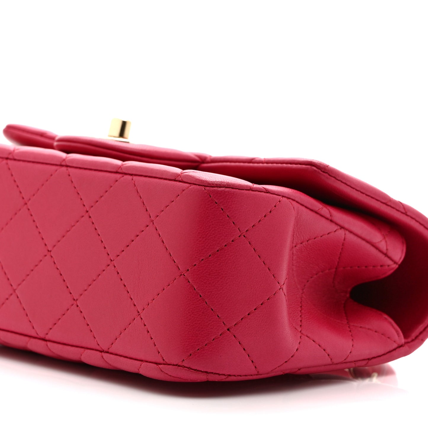 Lambskin Quilted Mini Top Handle Rectangular Flap Dark Pink