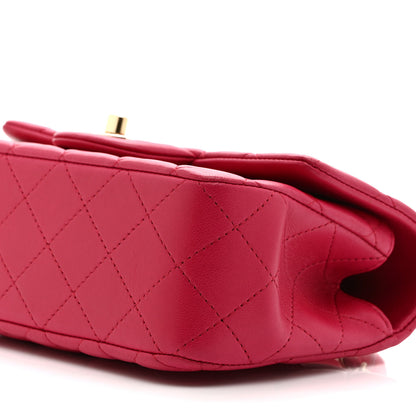 Chanel Lambskin Quilted Mini Top Handle Rectangular Flap Dark Pink 10 of 10