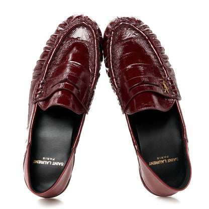 Saint Laurent Glazed Eel Chunky Le Loafer Penny Slippers 37 Burgundy 2 of 9
