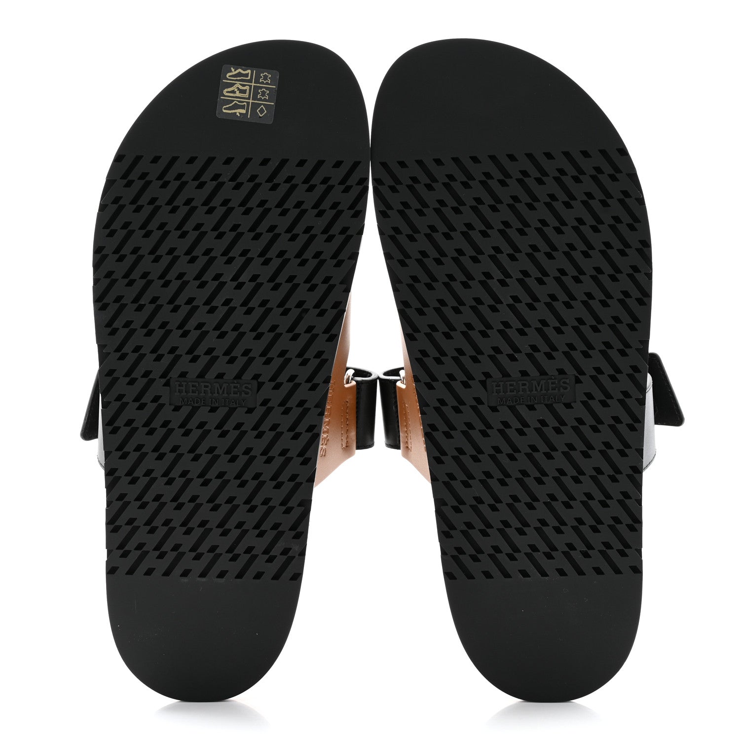 Hermes Calfskin Mens Chypre Sandals 41 Naturel Safari Black 5 of 10