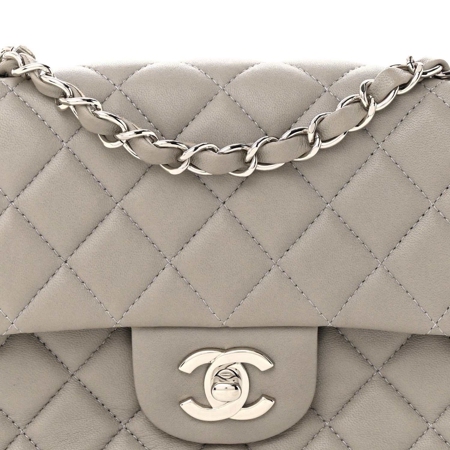 Chanel Lambskin Quilted Mini Rectangular Flap Grey 8 of 13