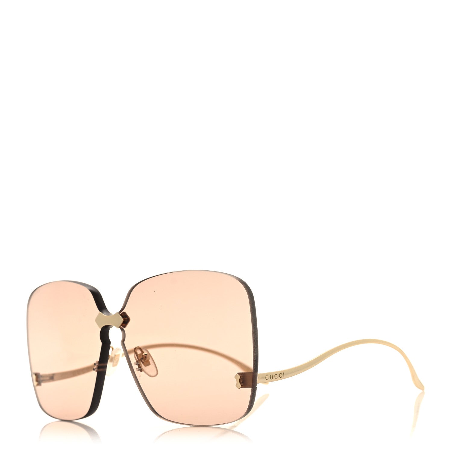 Gucci Acetate Metal Rimless Square Sunglasses GG0355S Gold 1552245 ...