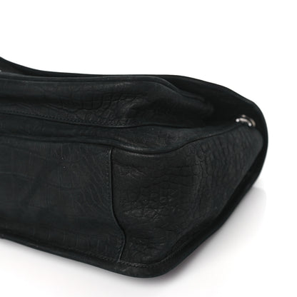 Saint Laurent Nubuck Crocodile Embossed Monogram Medium Niki Chain Satchel Black 8 of 8