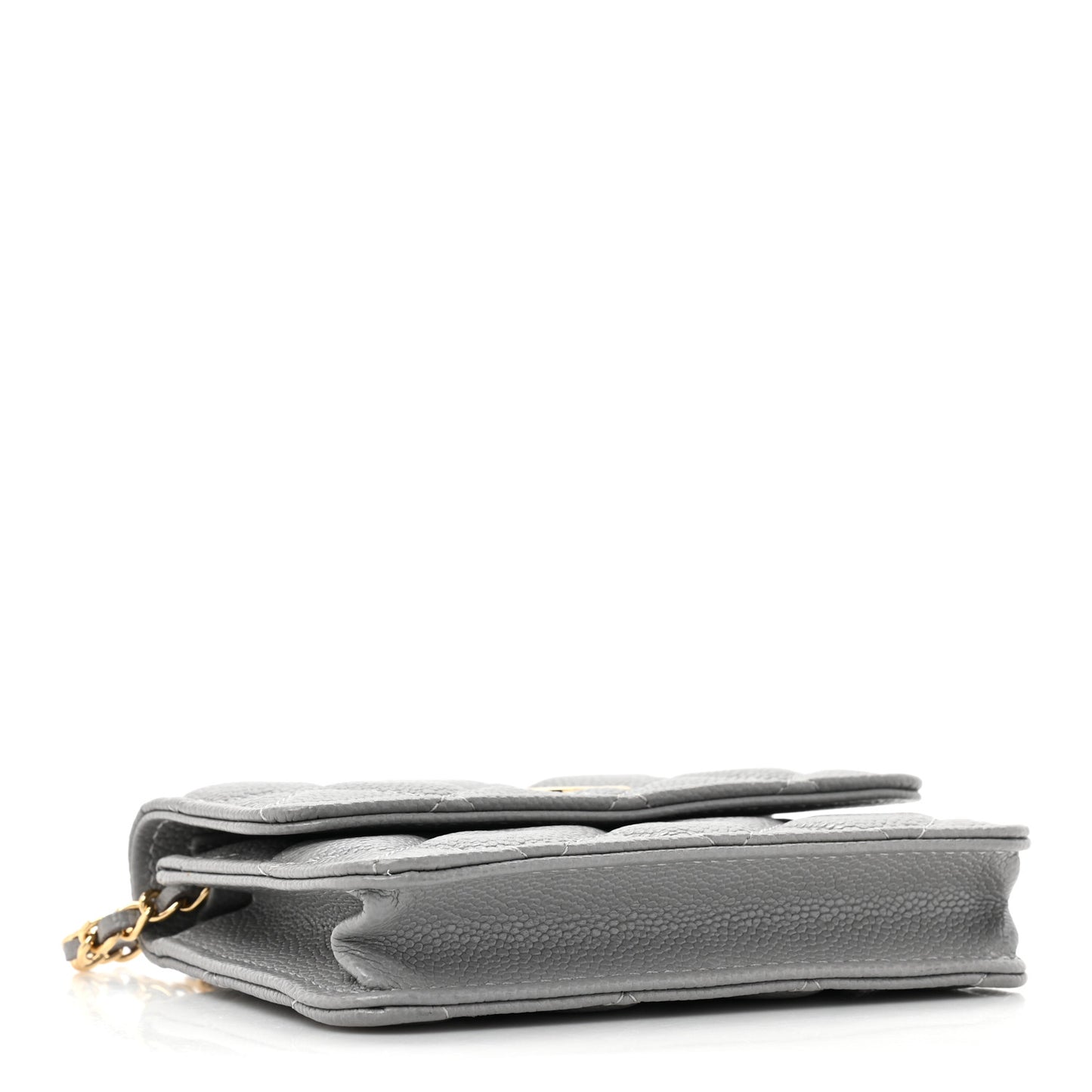 Caviar Quilted Miss Coco Clutch With Chain Grey