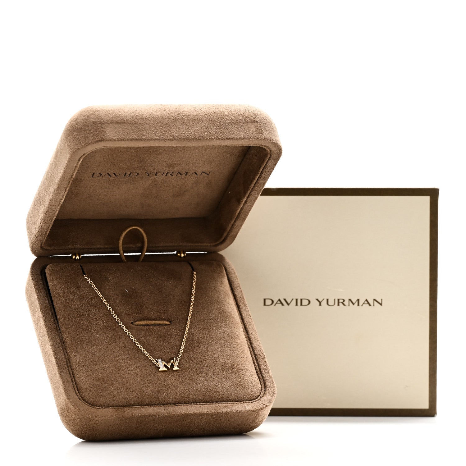 David Yurman 18K Yellow Gold Diamond Initial M Chain Bracelet 5 of 5