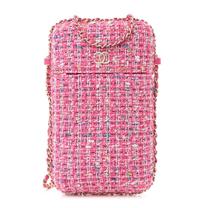 Chanel Tweed Chain Around Phone Holder Pink Blue White 1 of 11