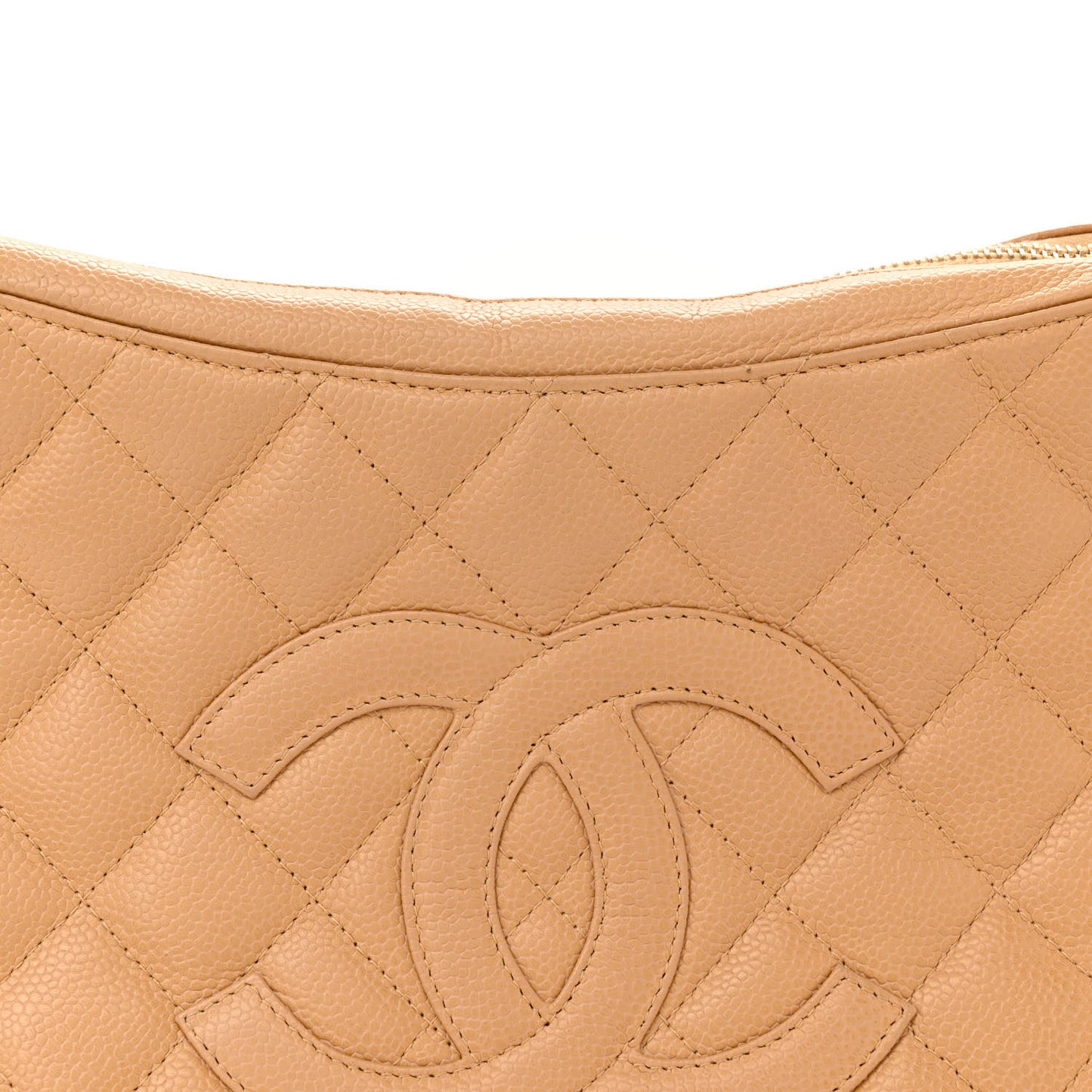 Caviar Quilted Timeless CC Shoulder Bag Beige