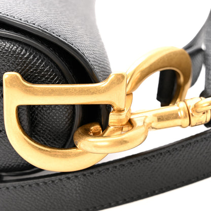 Christian Dior Grained Calfskin Saddle Bag With Strap Black 12 of 14
