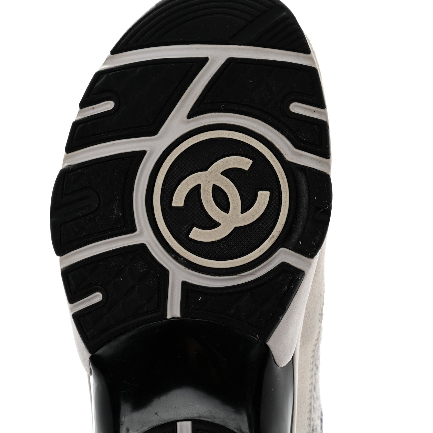 Chanel Fabric Suede Calfskin Womens CC Sneakers 36.5 Ivory Light Gray White 8 of 11