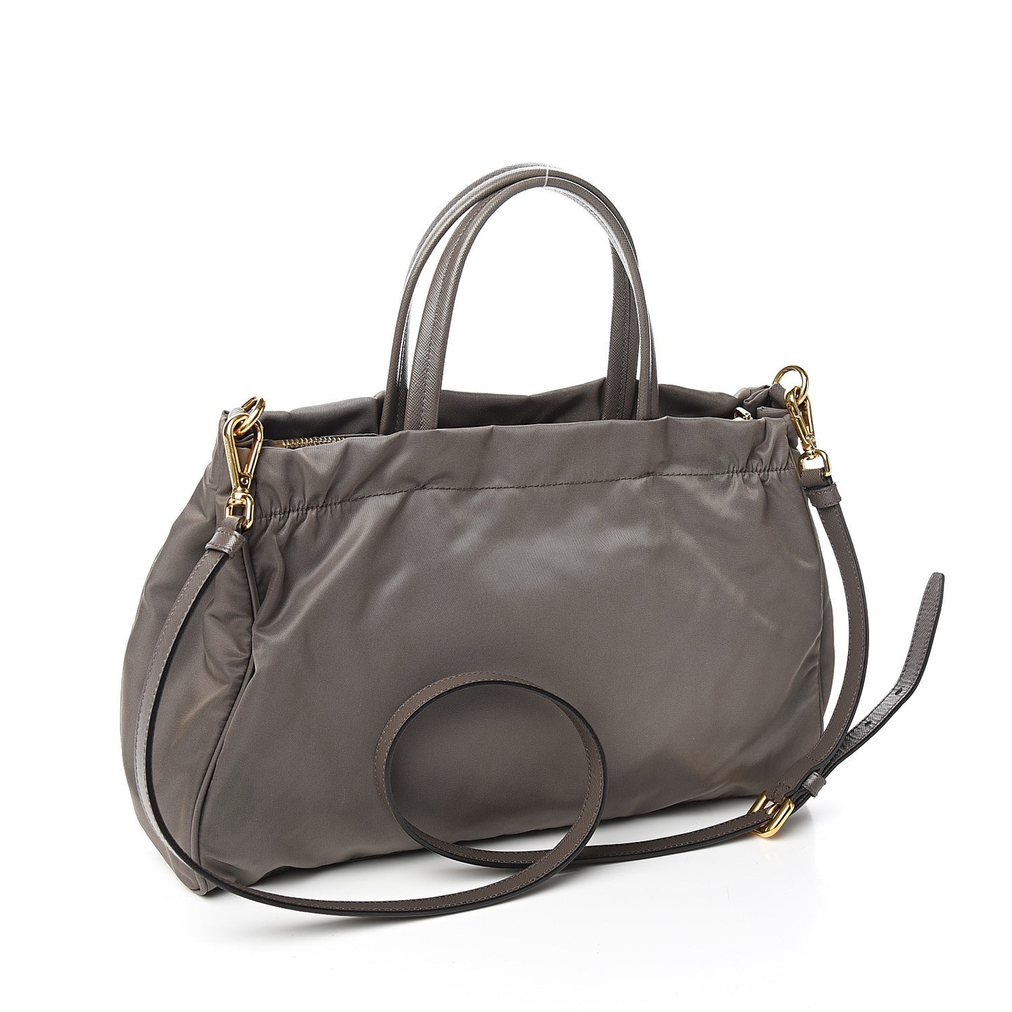 Tessuto Nylon Saffiano Shopping Satchel Grey