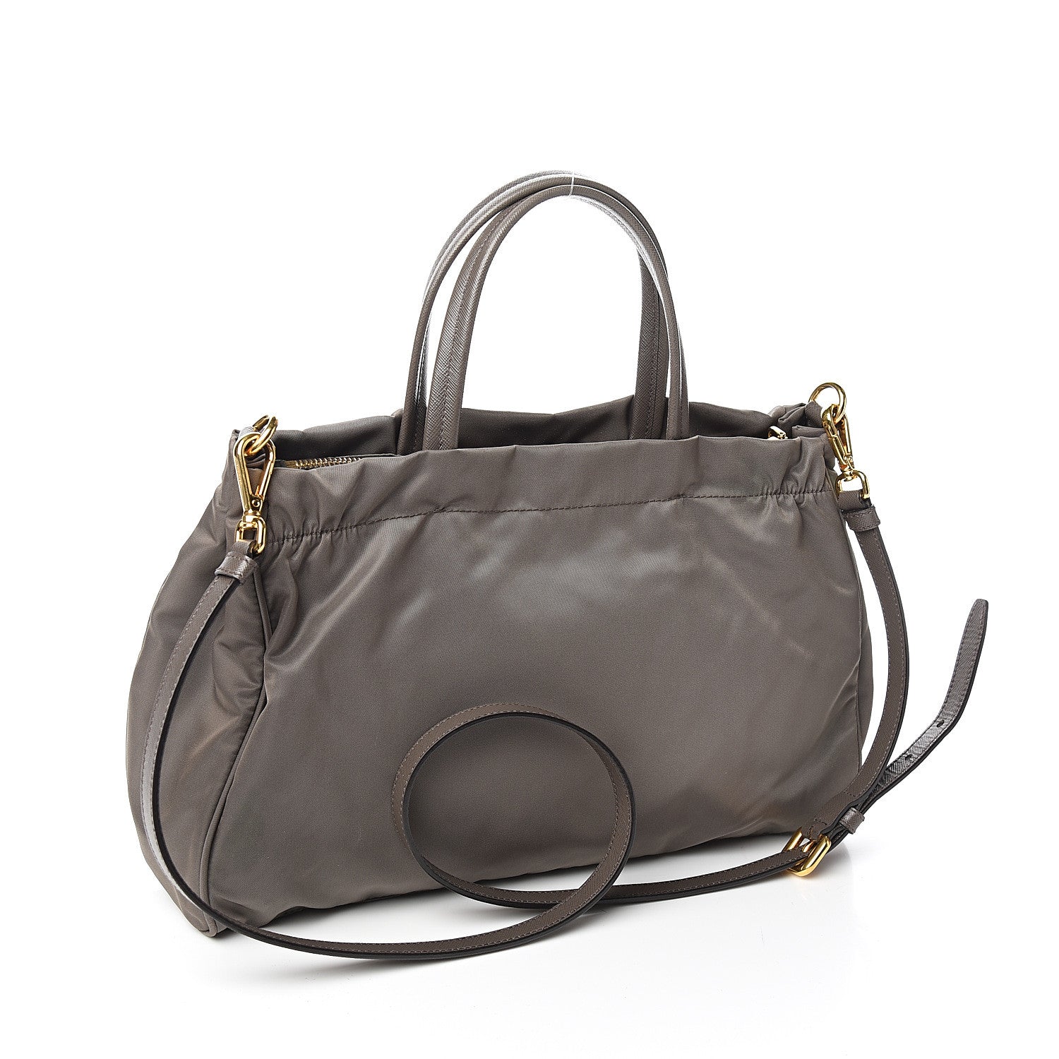 Prada Tessuto Nylon Saffiano Shopping Satchel Grey 2 of 15