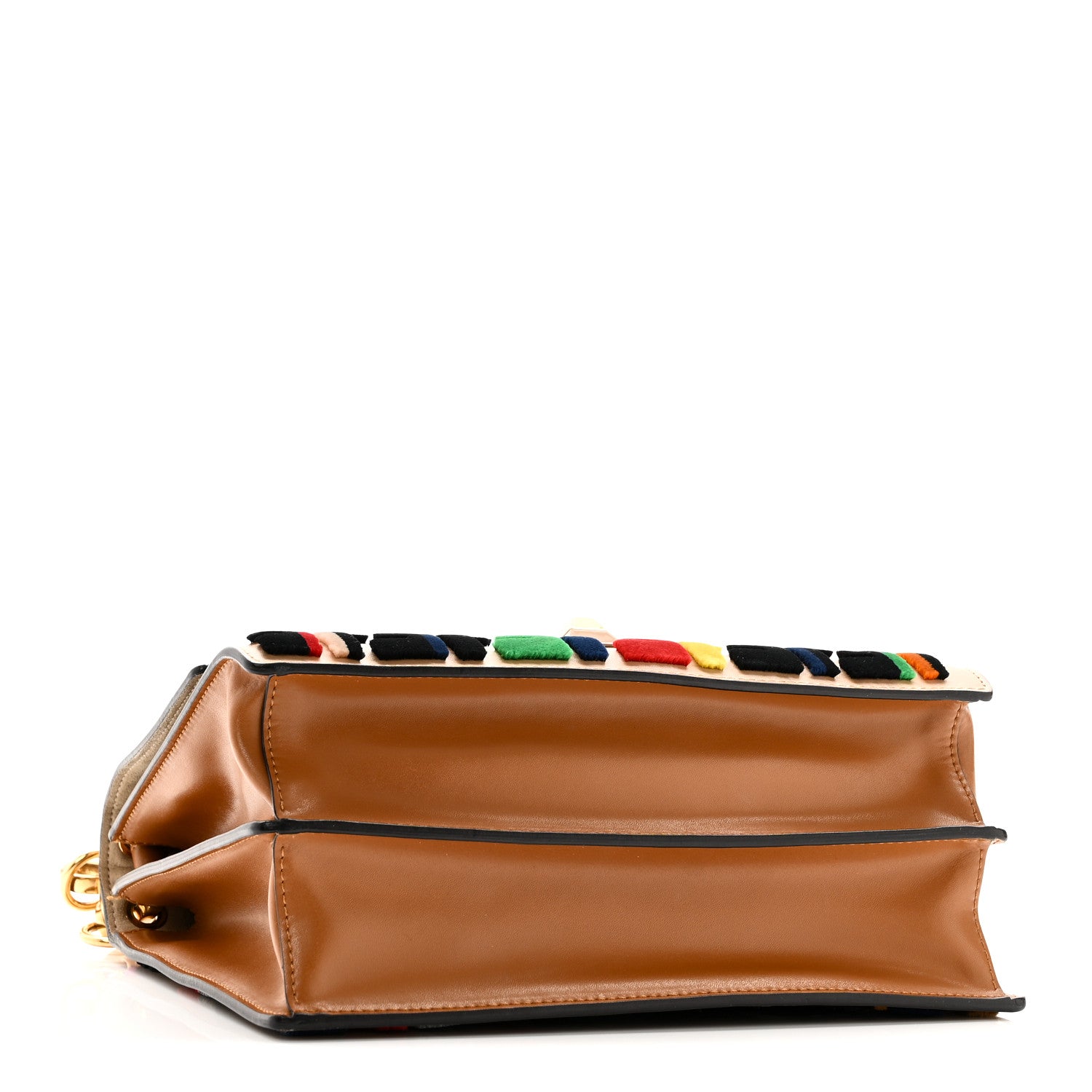 Fendi Vitello Liberty Velvet FF Multicolor Kan I Shoulder Bag Multicolor Cuoio 4 of 10