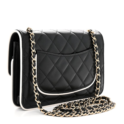 Chanel Lambskin Quilted Resin CC Mini Flap Bag Black White 3 of 12