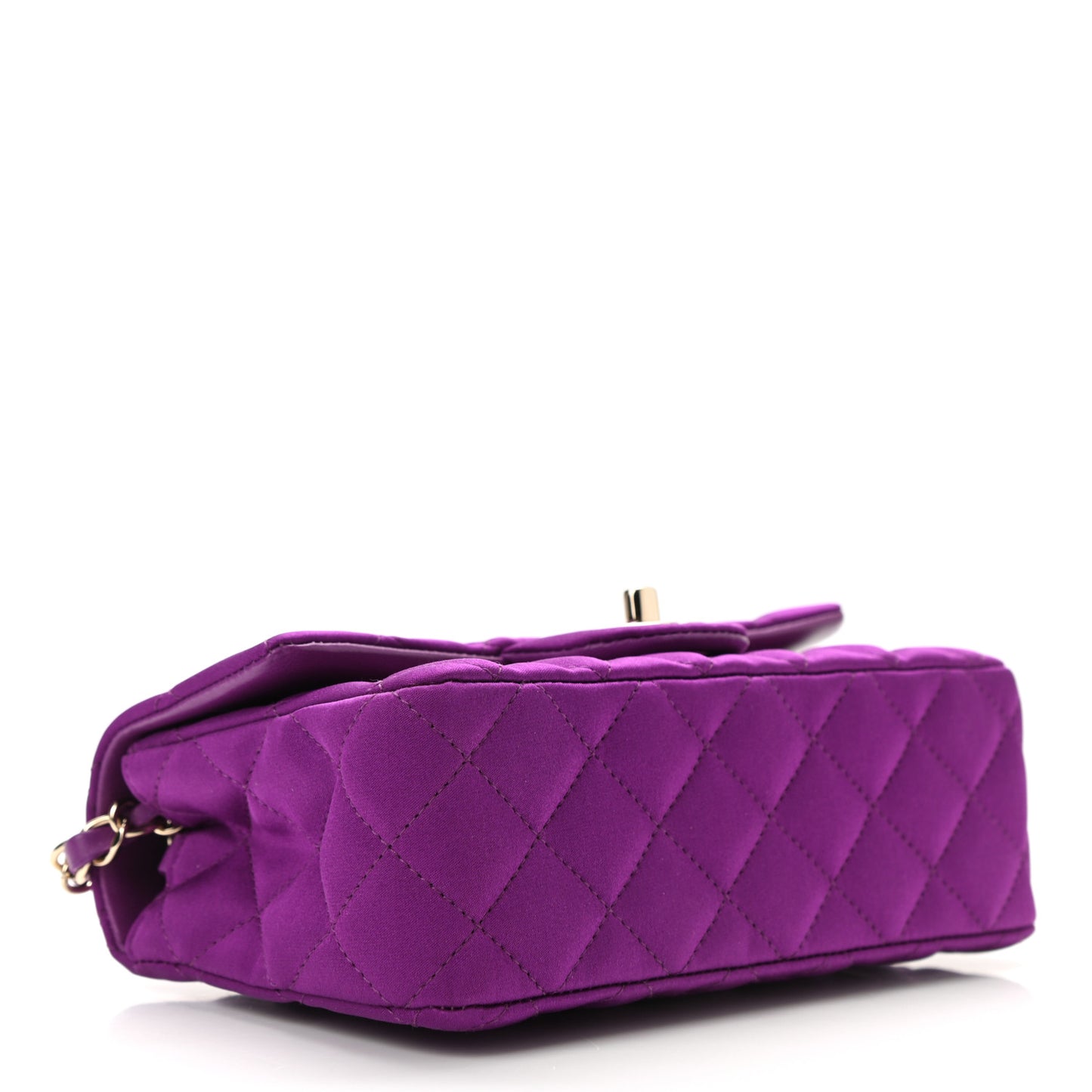 Satin Quilted Mini Rectangular Flap Purple