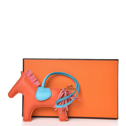 Hermes Milo Lambskin Grigri Rodeo Horse Bag Charm MM Orange Poppy Rose Azalee Bleu Azteque 5 of 5