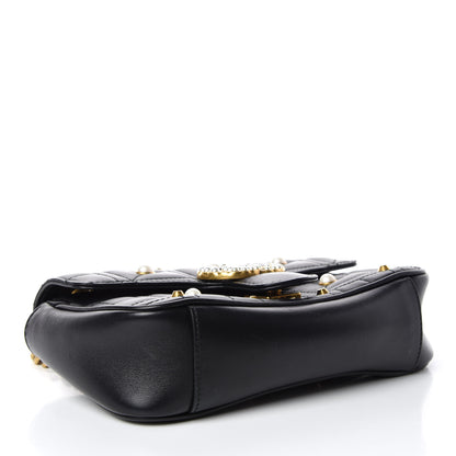 Gucci Calfskin Matelasse Studded Mini Pearly GG Marmont Shoulder Bag Black 4 of 7