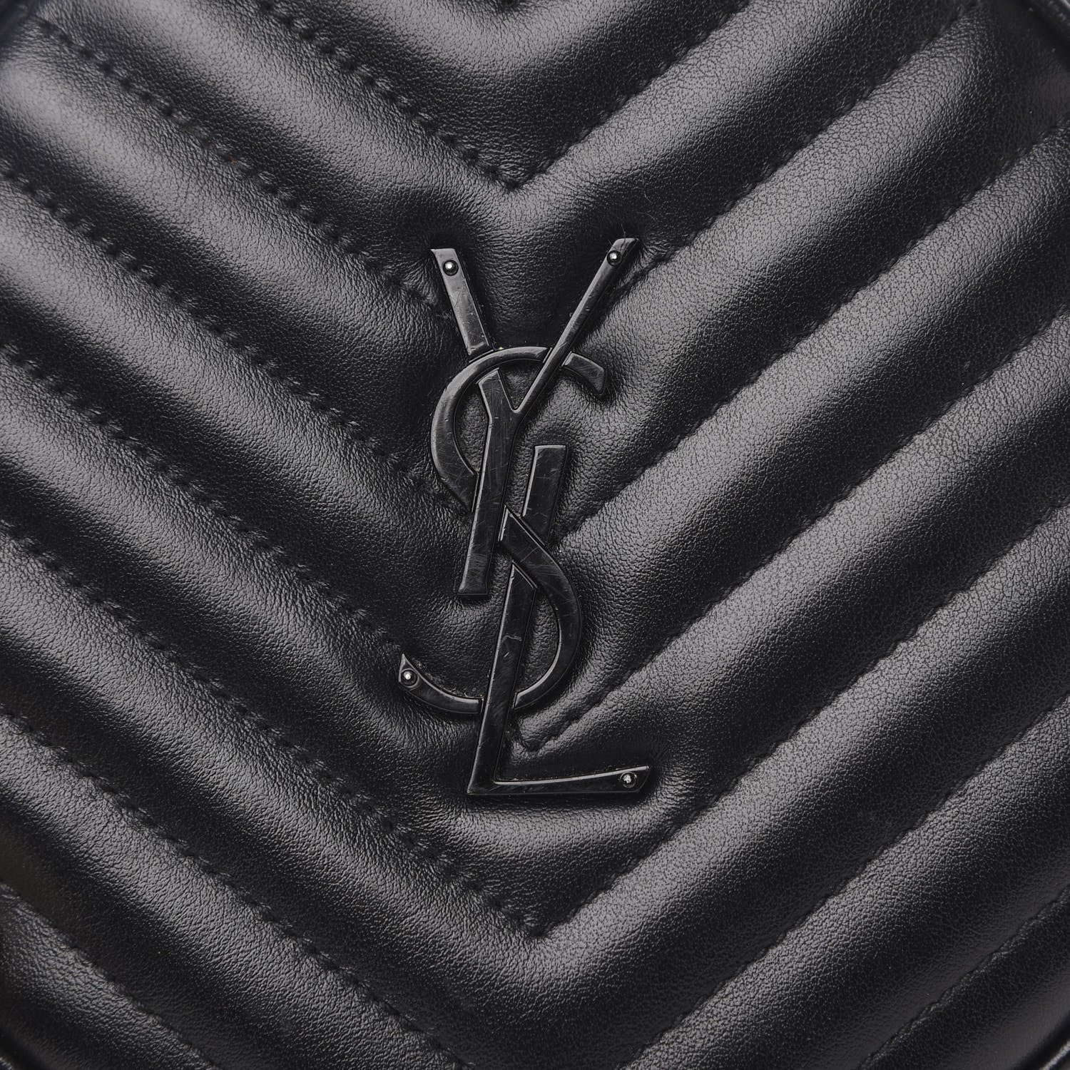 Saint Laurent Calfskin Matelasse Chevron Round Vinyle Camera Bag Black 7 of 10