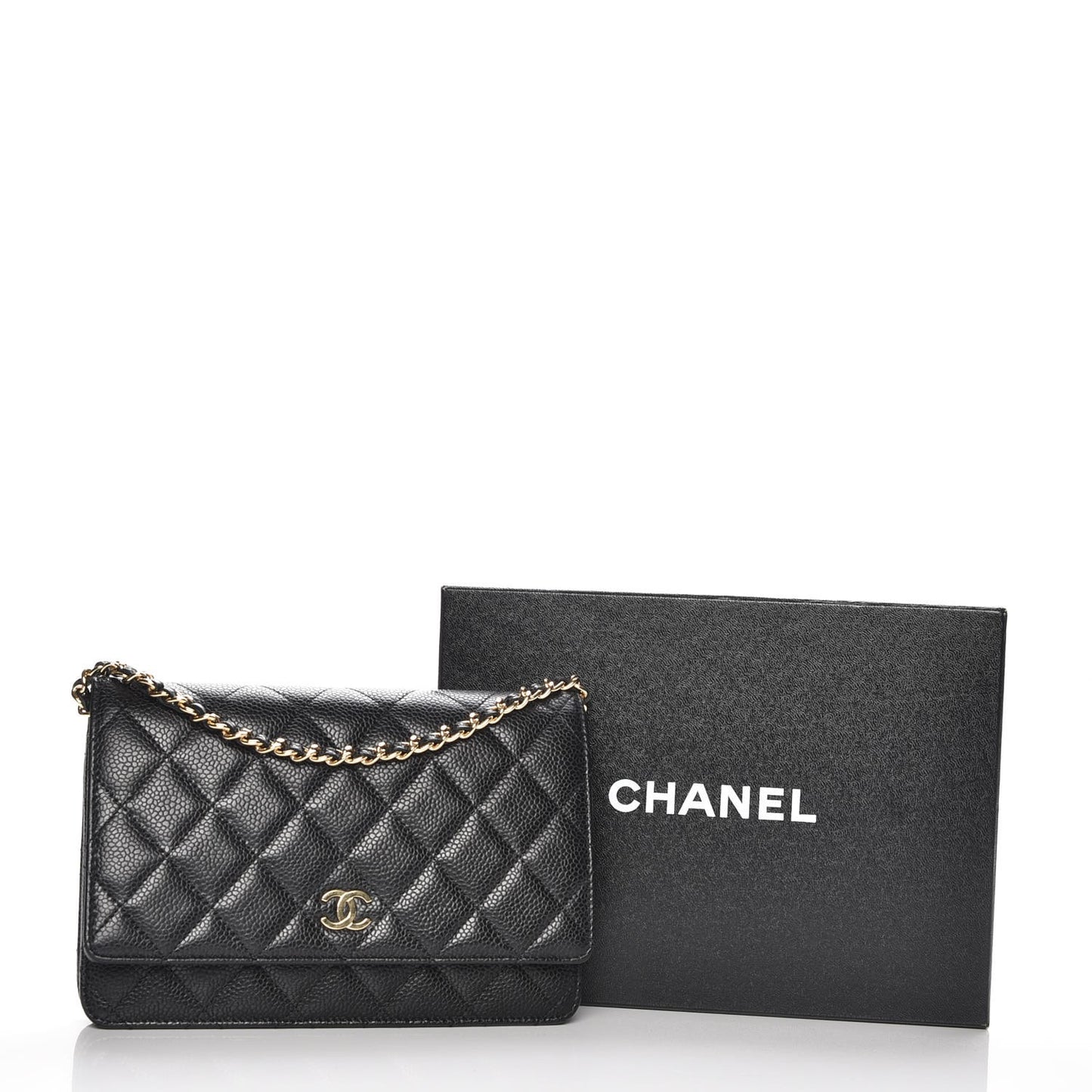 Caviar Quilted Wallet On Chain WOC Black