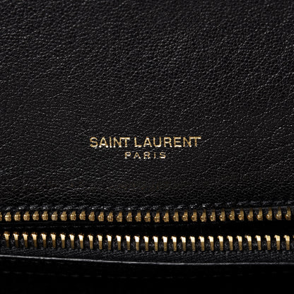 Saint Laurent Denim Matelasse Chevron Summer Embroidered Monogram Medium College Bag Blue 6 of 12