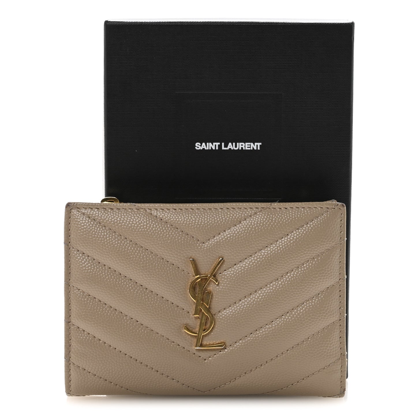 Grain De Poudre Matelasse Chevron Cassandre Fragments Zipperred Bi-Fold Wallet Dark Beige