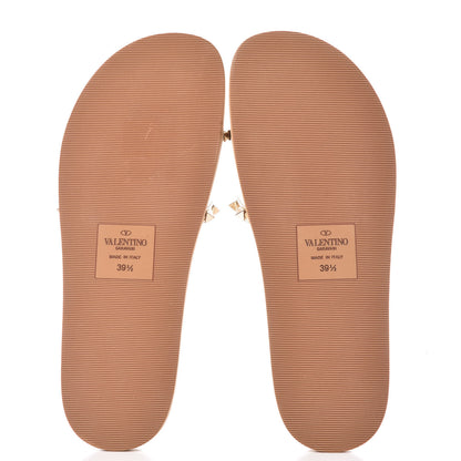Valentino Garavani PVC Metallic Nappa Rockstud Moonwalk Flat Slide Sandals 39.5 Platino Transparent 5 of 8