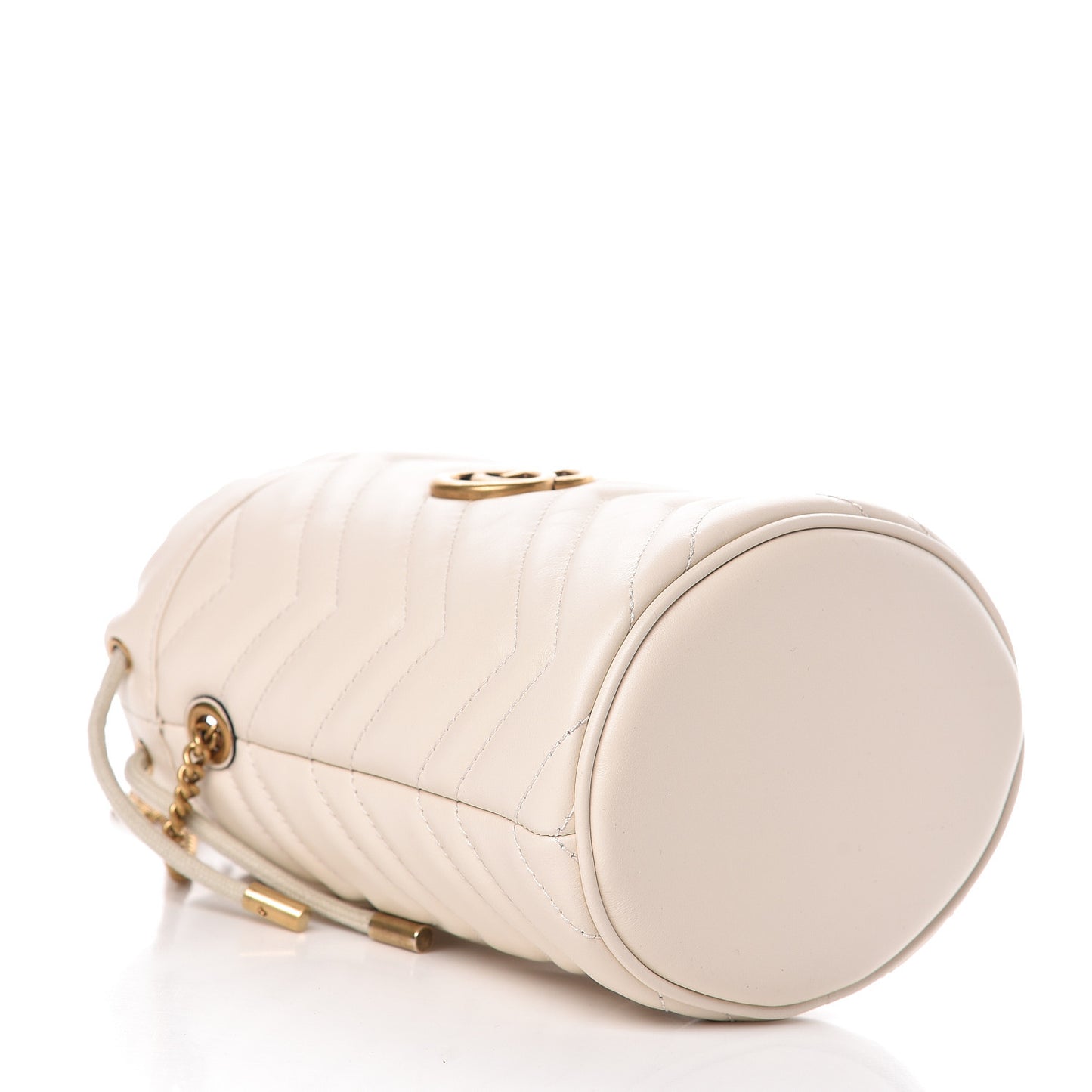 Calfskin Matelasse Mini GG Marmont 2.0 Bucket Bag White