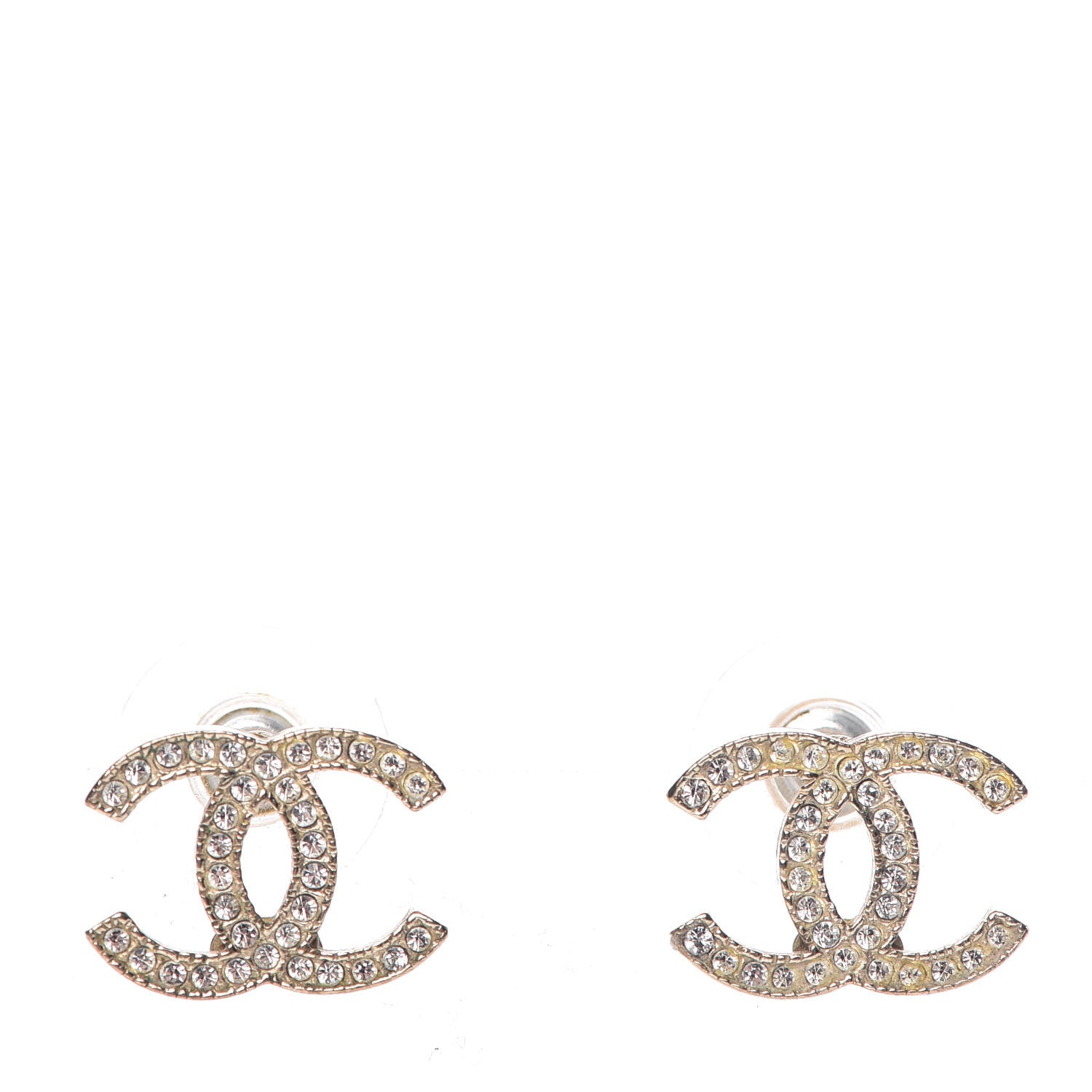 Chanel Crystal Timeless CC Earrings Gold 1 of 4
