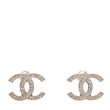 Chanel Crystal Timeless CC Earrings Gold 1 of 4