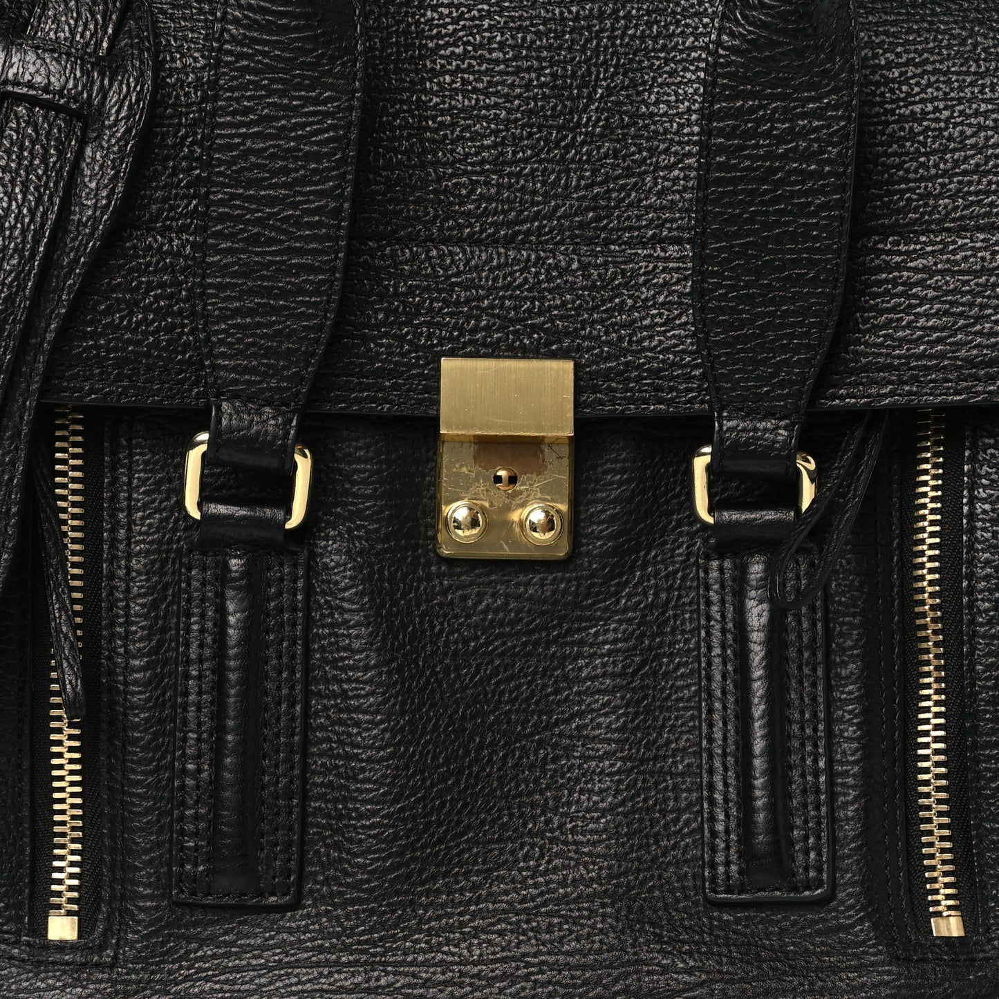 Textured Calfskin Medium Pashli Satchel Black