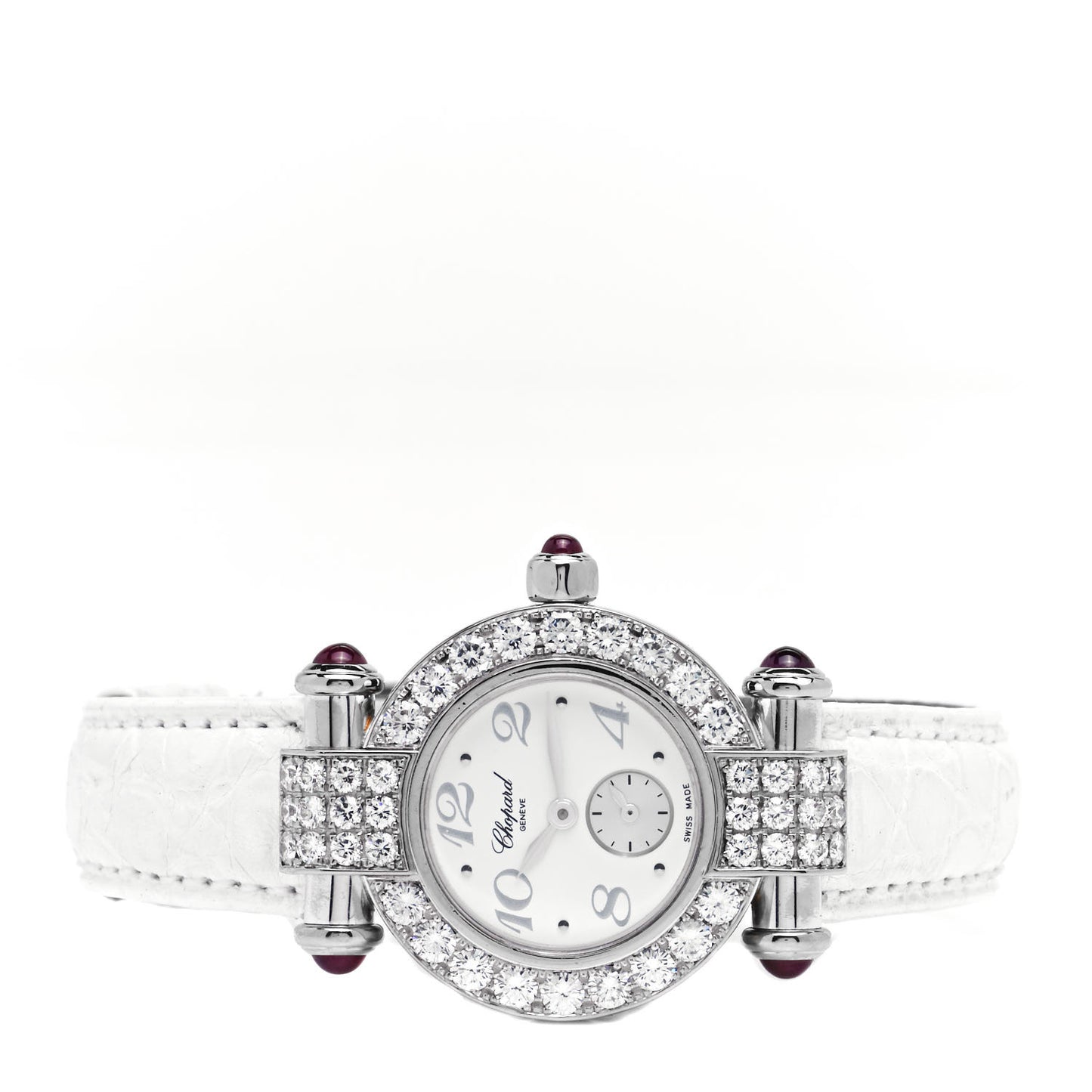 18K White Gold Alligator Diamond Pave Bezel 26.5mm Imperiale Quartz Watch White