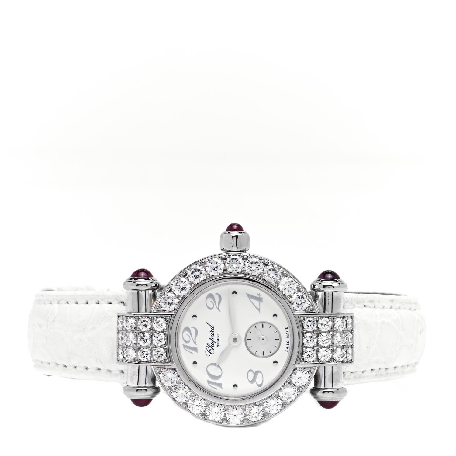 Chopard 18K White Gold Alligator Diamond Pave Bezel 26.5mm Imperiale Quartz Watch White 2 of 5