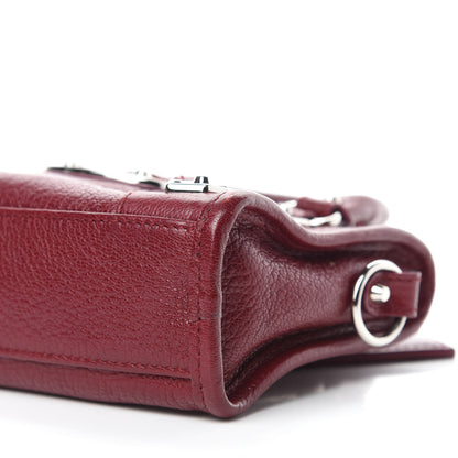Balenciaga Chevre Silver Metallic Edge Hardware Nano City Rouge Lie De Vin 7 of 12