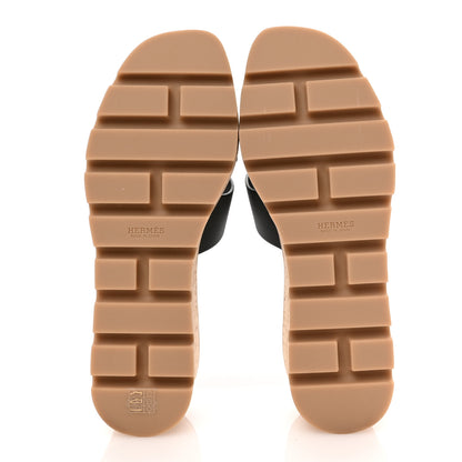 Hermes Calfskin Cork Eze 30 Sandals 38 Black 6 of 10