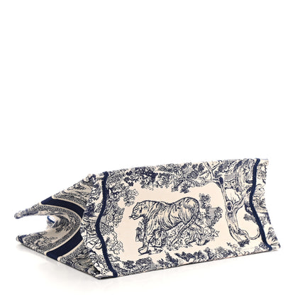 Christian Dior Canvas Embroidered Medium Dioriviera Toile De Jouy Book Tote Blue 4 of 10
