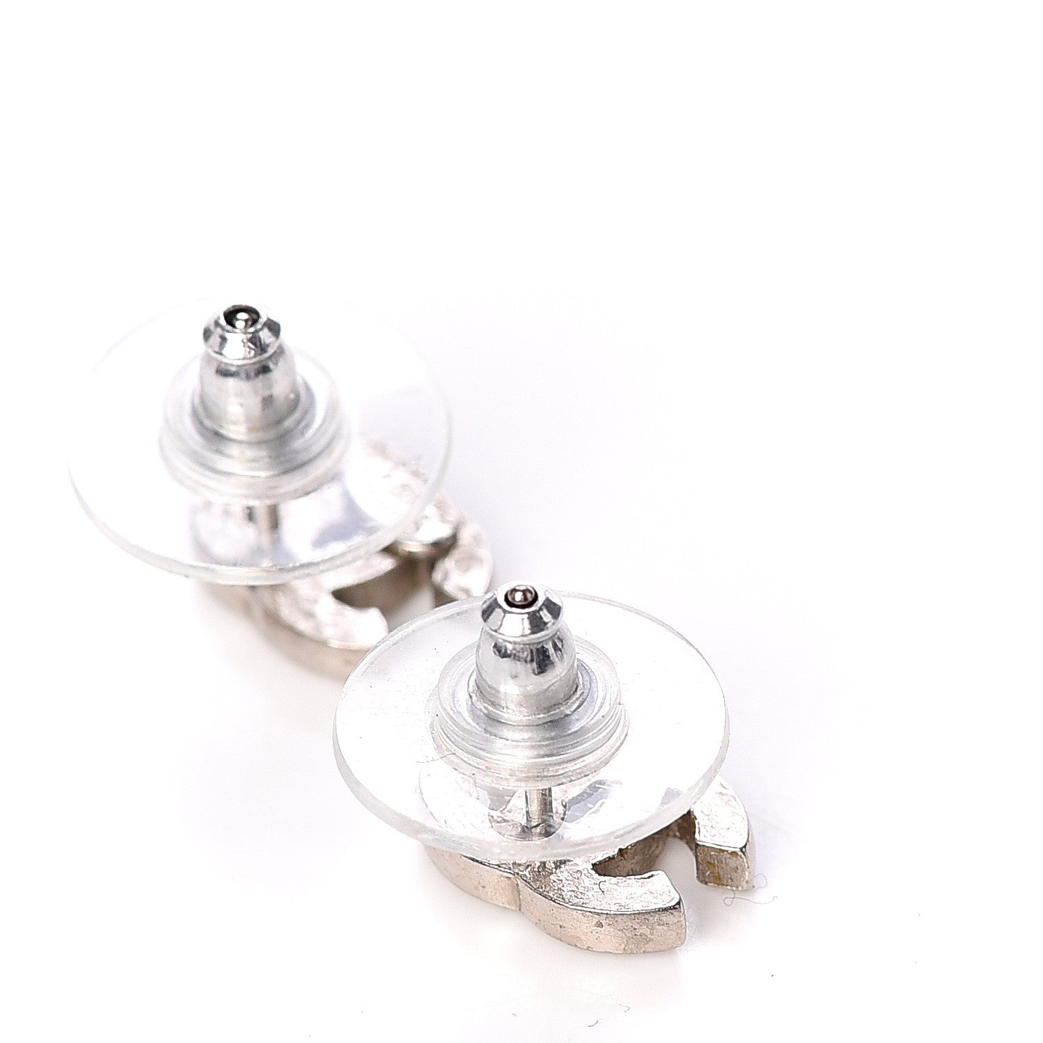 Chanel Crystal Timeless CC Earrings Silver 2 of 4