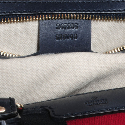 Gucci Monogram Selleria Calfskin Vintage Web Medium Boston Beige Blue 8 of 10