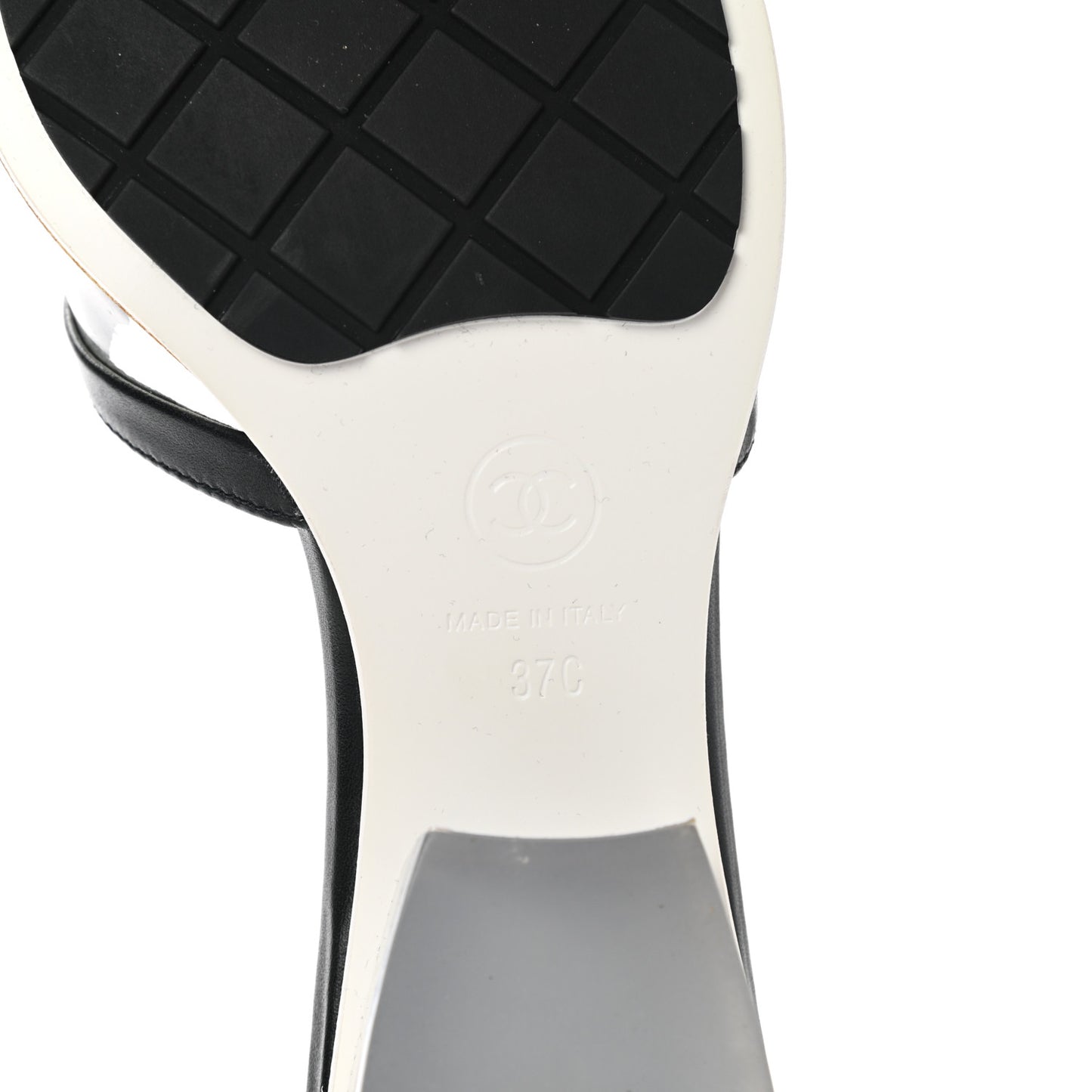 Lambskin PVC Logo Mule 37 Transparent Black White