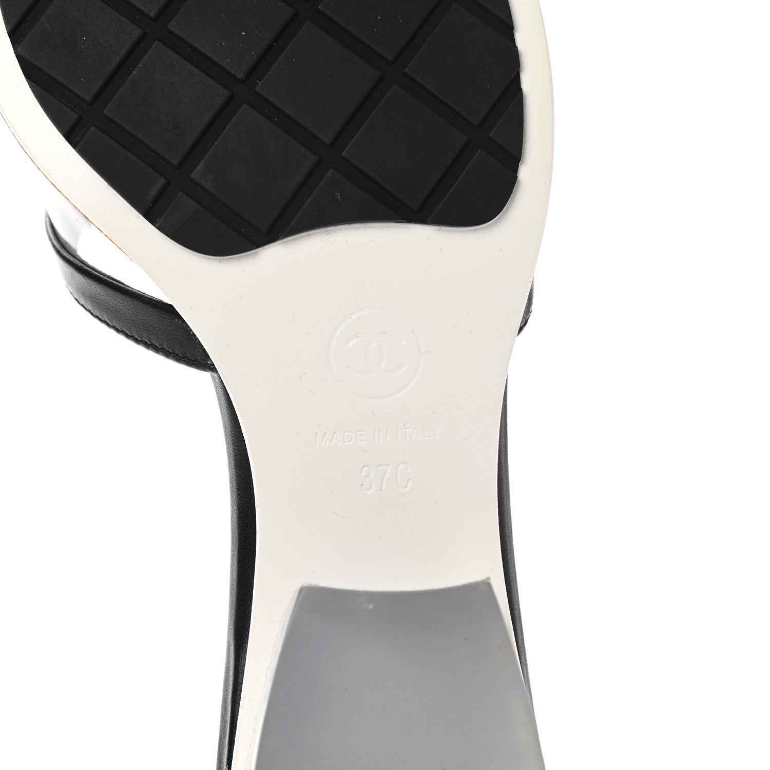 Chanel Lambskin PVC Logo Mule 37 Transparent Black White 6 of 7