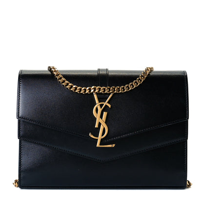 Saint Laurent Smooth Calfskin Monogram Sulpice Chain Wallet Black 1 of 9