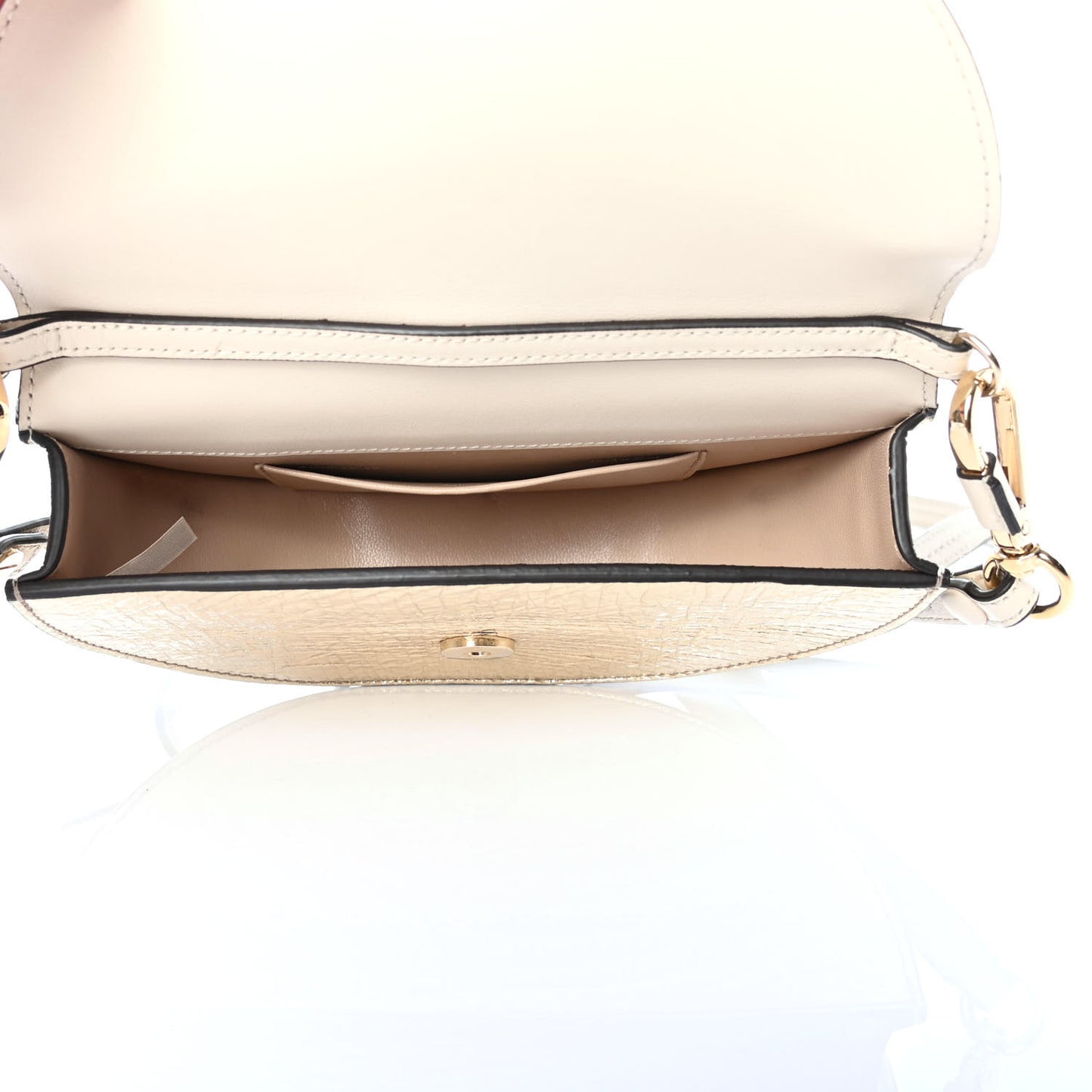 Metallic Calfskin Small Nile Bracelet Minaudiere Bag Gold