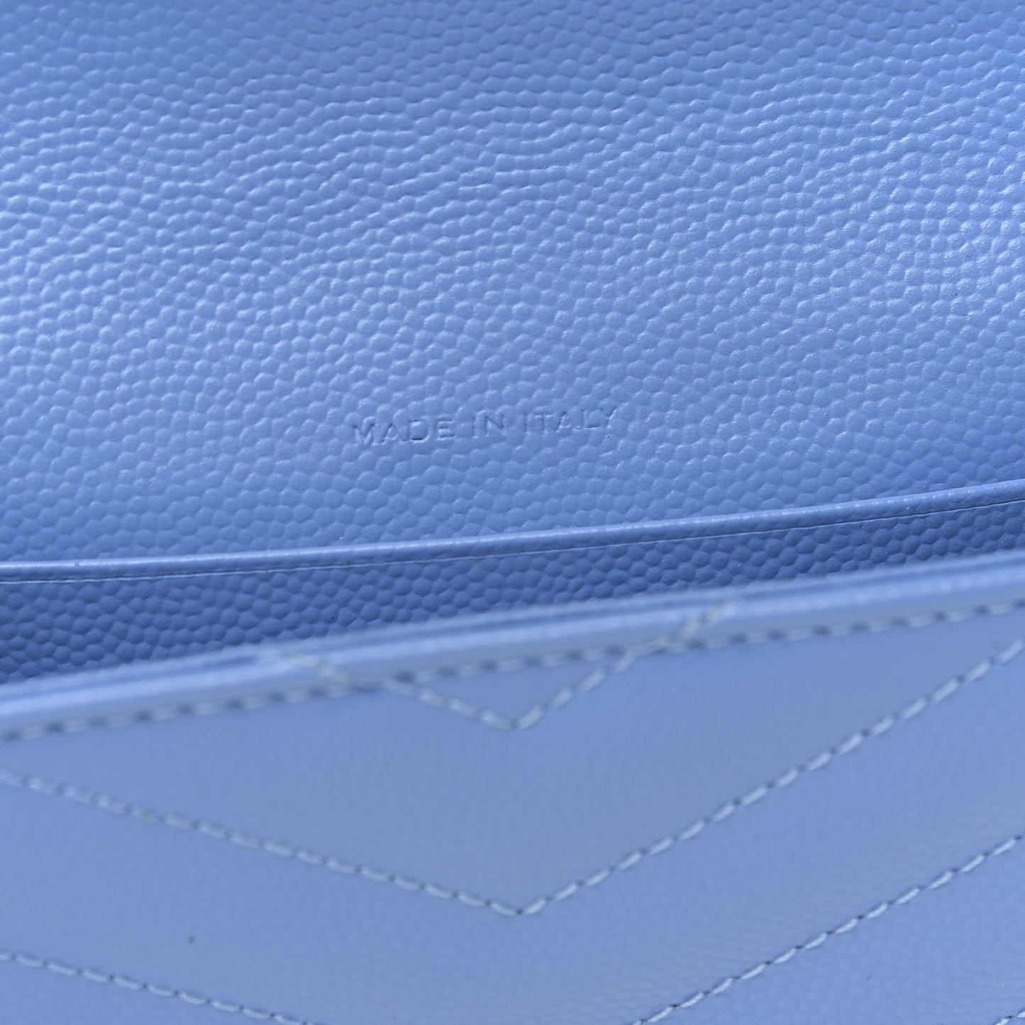 Grain de Poudre Matelasse Chevron Small Monogram Wallet Blue Clair