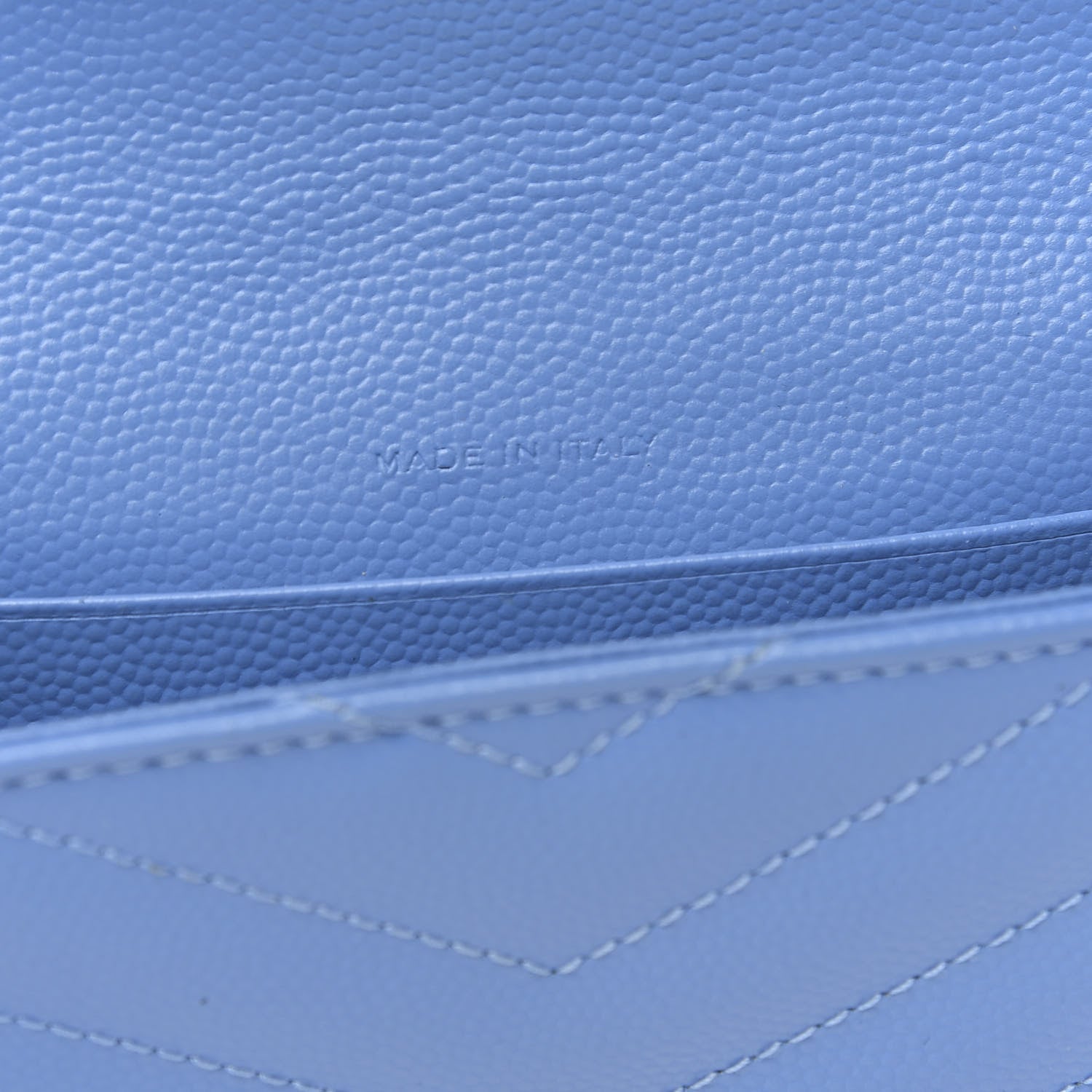 Saint Laurent Grain de Poudre Matelasse Chevron Small Monogram Wallet Blue Clair 7 of 12