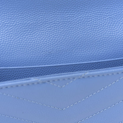 Saint Laurent Grain de Poudre Matelasse Chevron Small Monogram Wallet Blue Clair 7 of 12