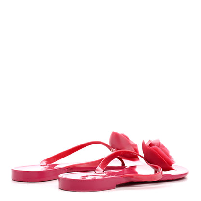 Valentino Garavani PVC Jelly Rose Thong Sandals 37 Dark Pink 4 of 8