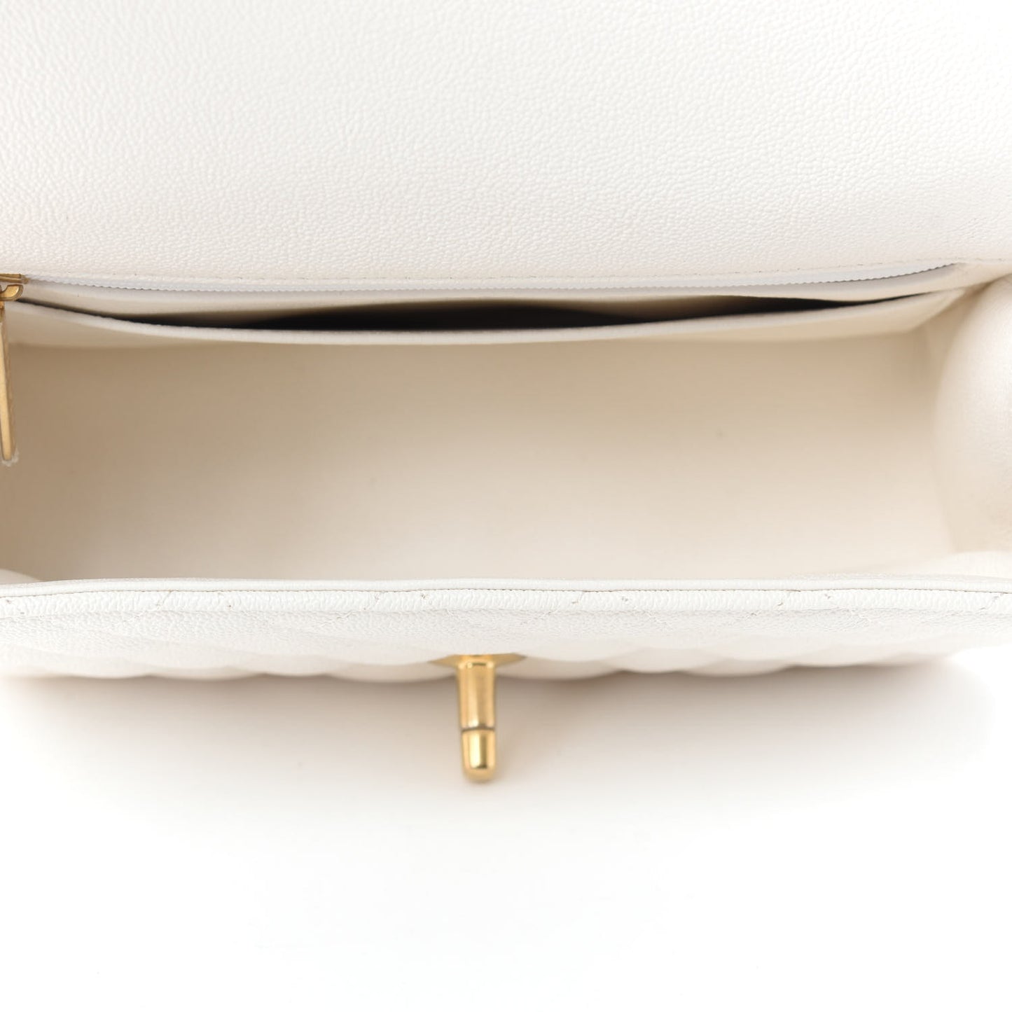 Caviar Quilted Mini Top Handle Rectangular Flap White